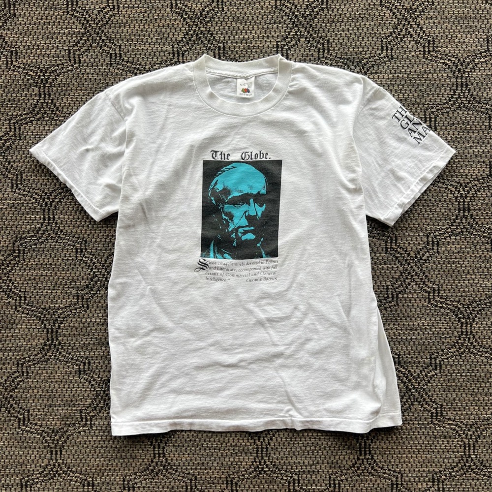 Vintage The Globe and Mail T-Shirt Mens XL White 150th Anniversary News 90s‎